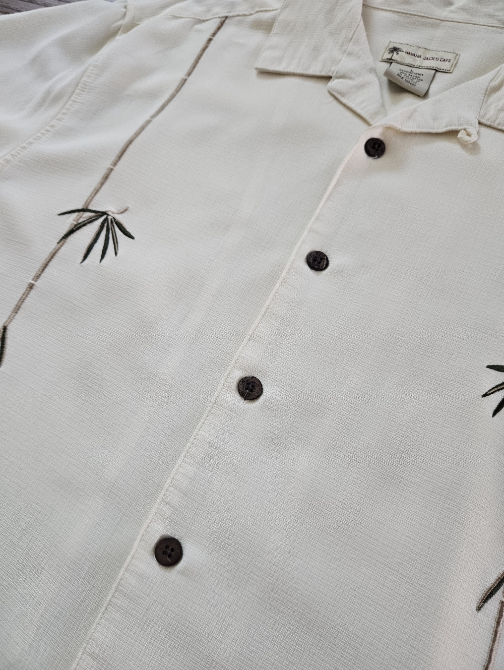 Havana Jack's Cafe Men's Cream Short-Sleeve Button-Up Shirt with Bamboo Print - Picture 5 of 7